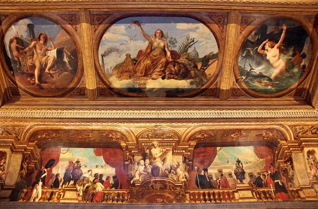  29-Decorazione del palazzo Borbone- stanza della pace (o stanza dei passi perduti)  -La pace tra due allegorie del vapore, in terra e in mare 